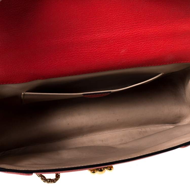 Pre Owned Chloe Orange Leather Medium Elsie Shoulder Bag