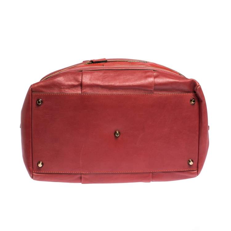 Pre Owned Chloe Two Tone Red Leather Andy Expandable Satchel