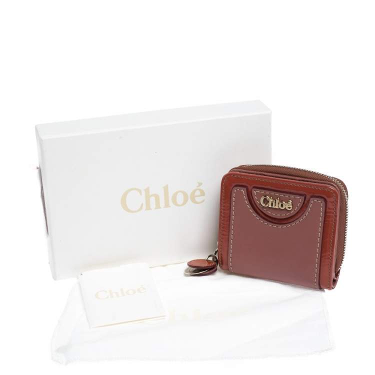 Pre Owned Chloe Pink/Orange Leather Compact Wallet