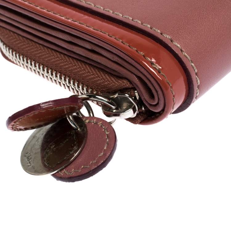 Pre Owned Chloe Pink/Orange Leather Compact Wallet