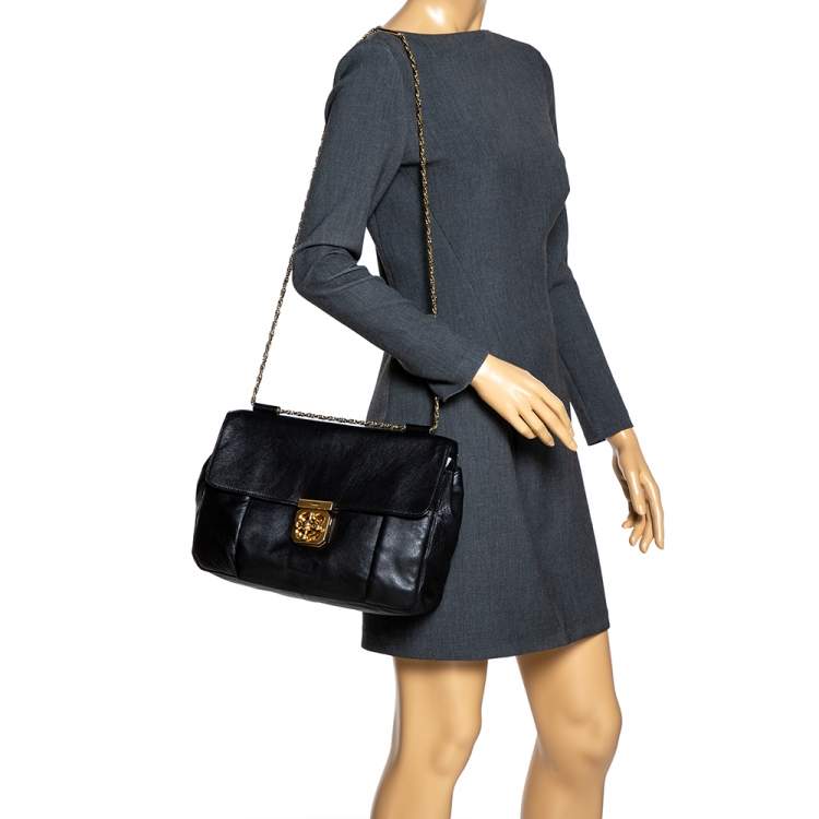 Pre Owned Chloe Black Leather Large Elsie Shoulder Bag