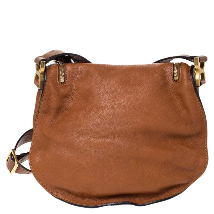 مملوكة مسبقًا Chloe Tan Leather Medium Marcie Crossbody Bag