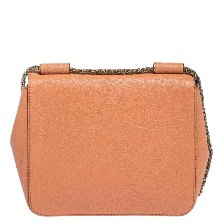 Pre Owned Chloe Coral Orange Leather Small Elsie Shoulder Bag