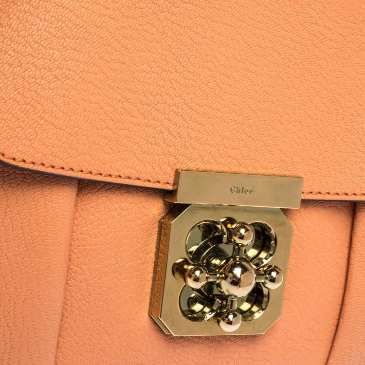 Pre Owned Chloe Coral Orange Leather Small Elsie Shoulder Bag