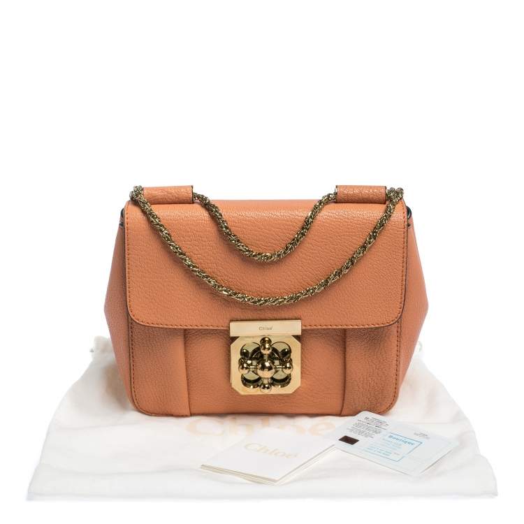 Pre Owned Chloe Coral Orange Leather Small Elsie Shoulder Bag