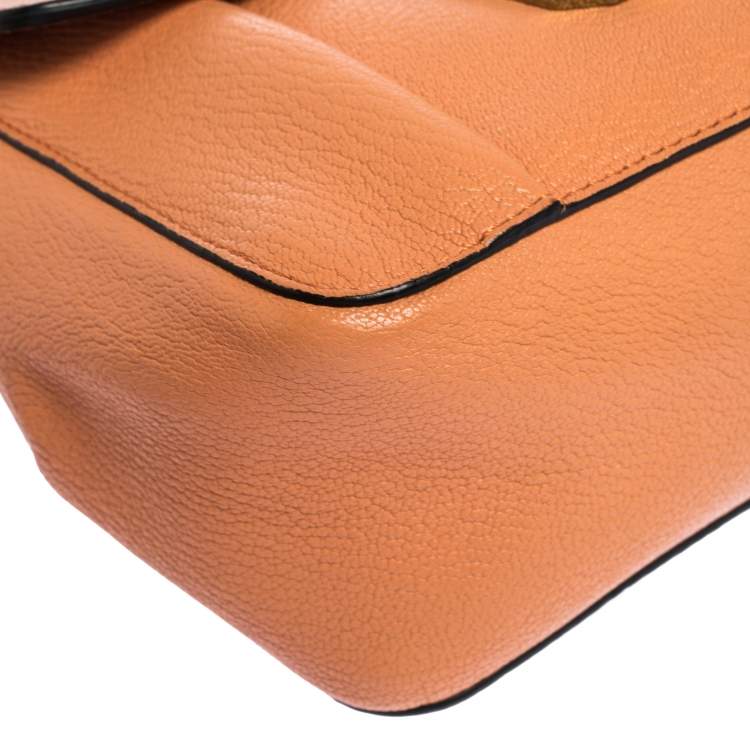Pre Owned Chloe Coral Orange Leather Small Elsie Shoulder Bag