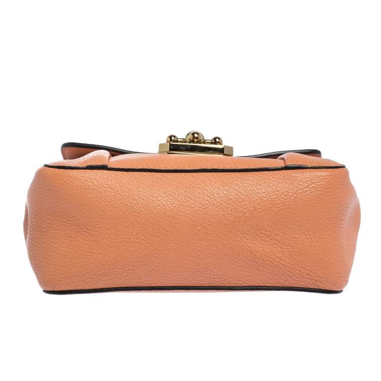 Pre Owned Chloe Coral Orange Leather Small Elsie Shoulder Bag