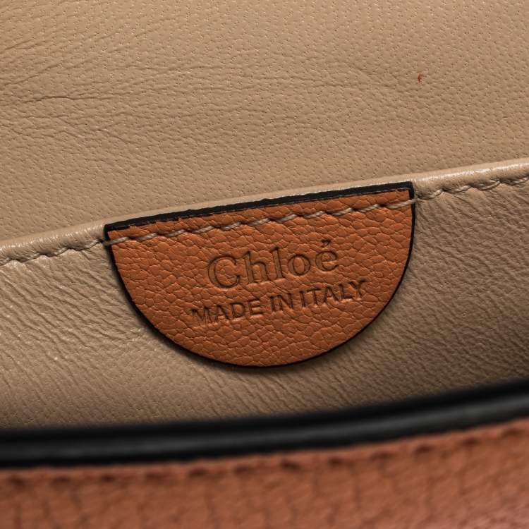 Pre Owned Chloe Coral Orange Leather Small Elsie Shoulder Bag