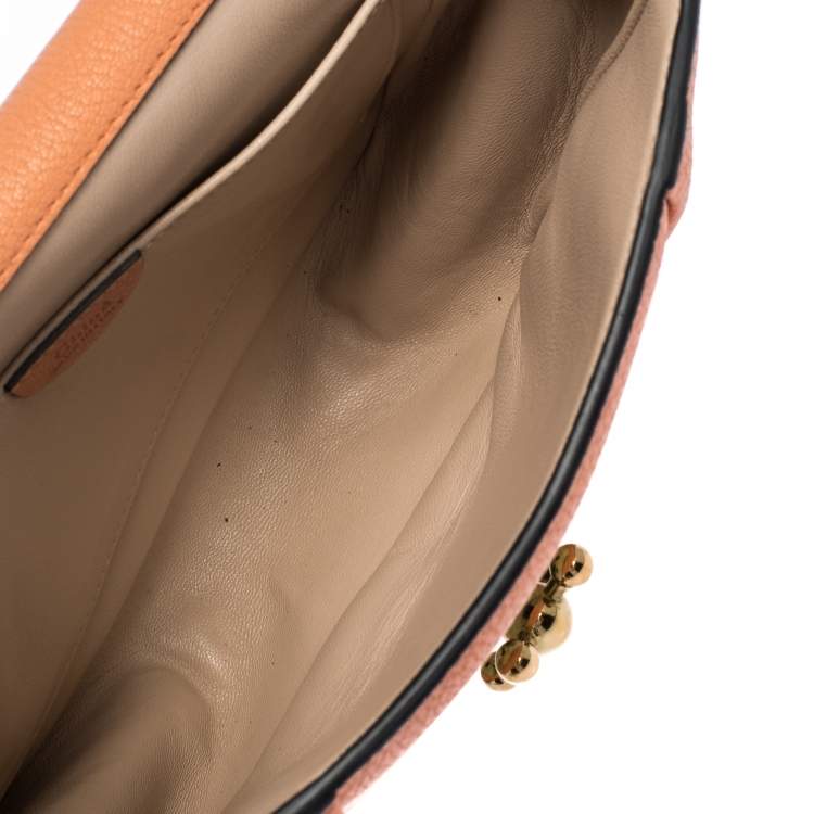 Pre Owned Chloe Coral Orange Leather Small Elsie Shoulder Bag