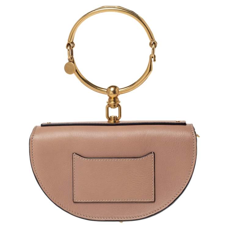 Pre Owned Chloe Beige Leather Small Nile Bracelet Minaudiere Bag 