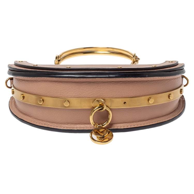 Pre Owned Chloe Beige Leather Small Nile Bracelet Minaudiere Bag 