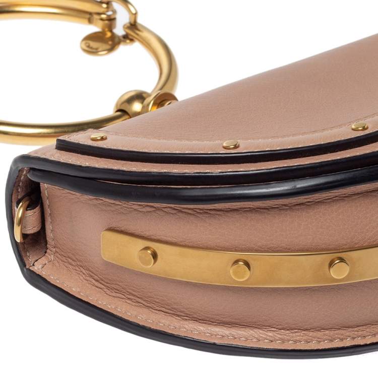 Pre Owned Chloe Beige Leather Small Nile Bracelet Minaudiere Bag 