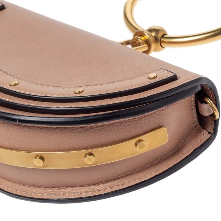 Pre Owned Chloe Beige Leather Small Nile Bracelet Minaudiere Bag 