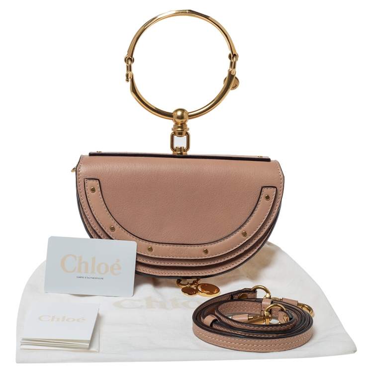Pre Owned Chloe Beige Leather Small Nile Bracelet Minaudiere Bag 