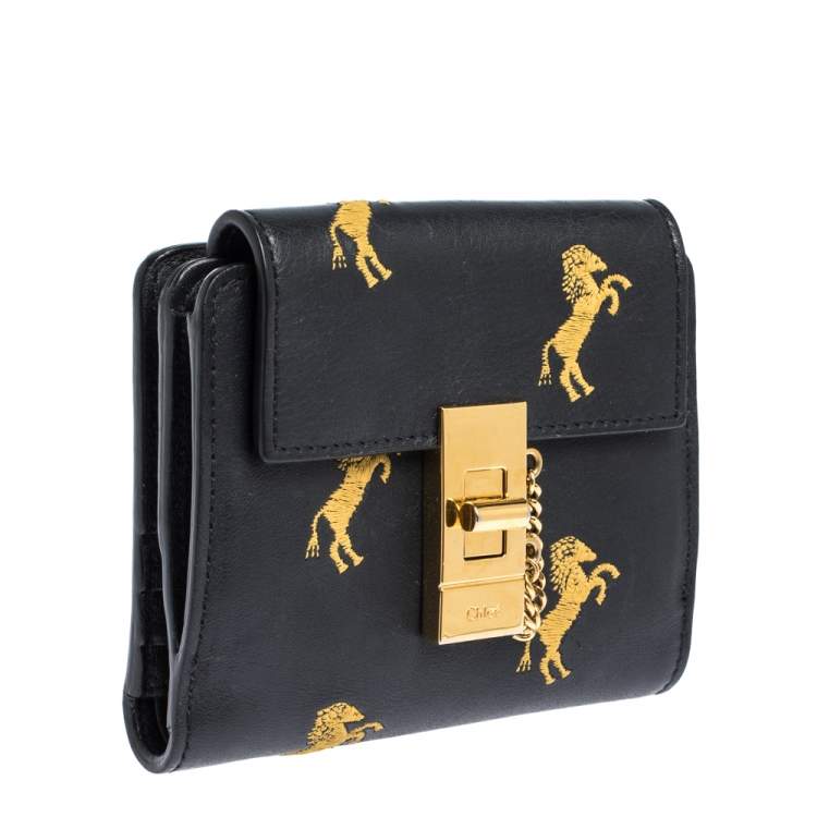 Pre Owned Chloe Dark Blue Leather Drew Compact Wallet