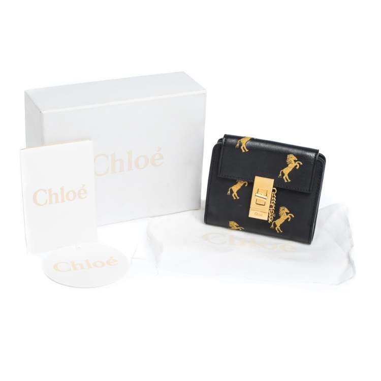 Pre Owned Chloe Dark Blue Leather Drew Compact Wallet