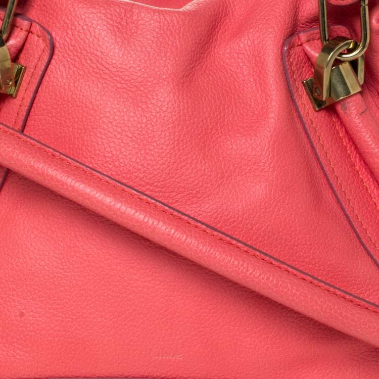 Pre Owned Chloe Orange Leather Medium Paraty Shoulder Bag