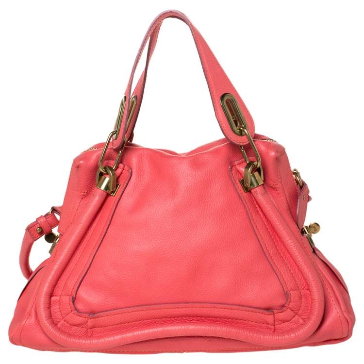 Pre Owned Chloe Orange Leather Medium Paraty Shoulder Bag