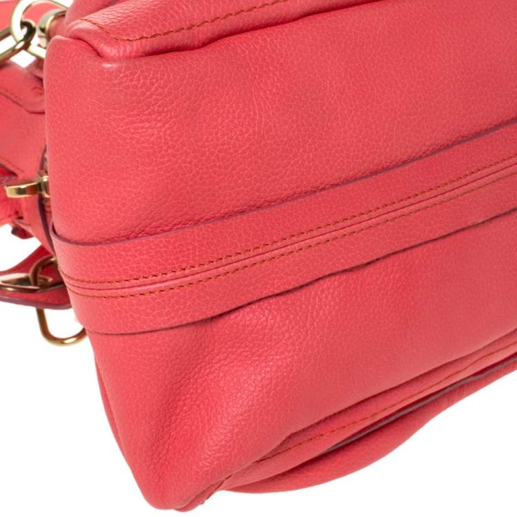 Pre Owned Chloe Orange Leather Medium Paraty Shoulder Bag