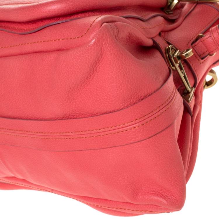 Pre Owned Chloe Orange Leather Medium Paraty Shoulder Bag