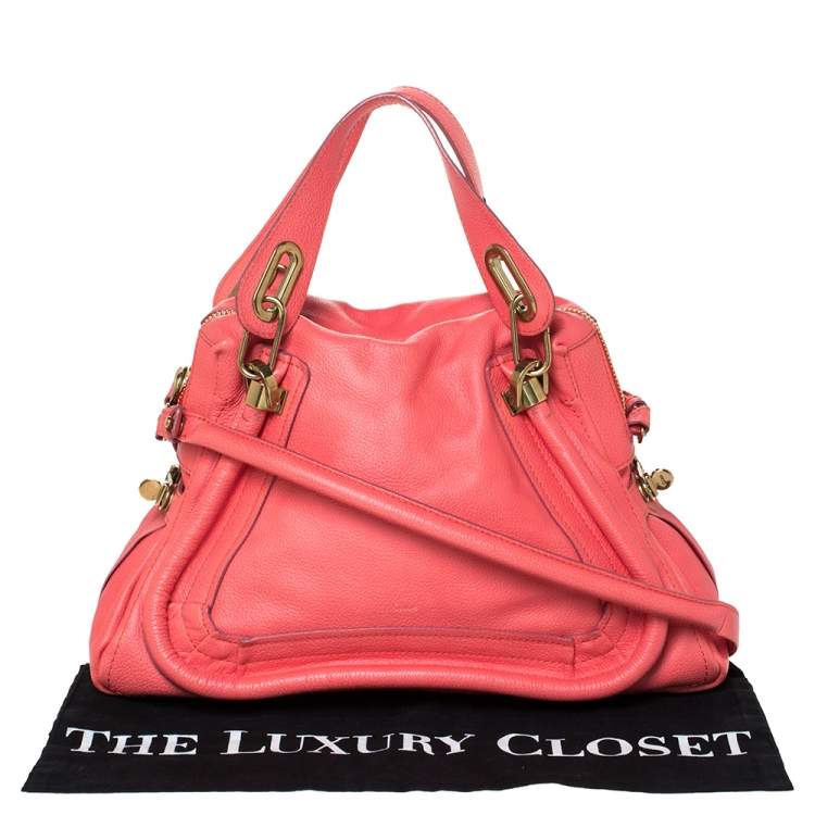 Pre Owned Chloe Orange Leather Medium Paraty Shoulder Bag
