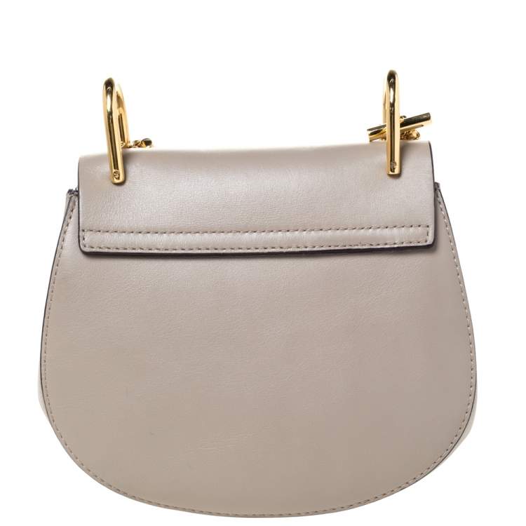 Pre Owned Chloe Taupe Leather and Suede Small Drew Shoulder Bag