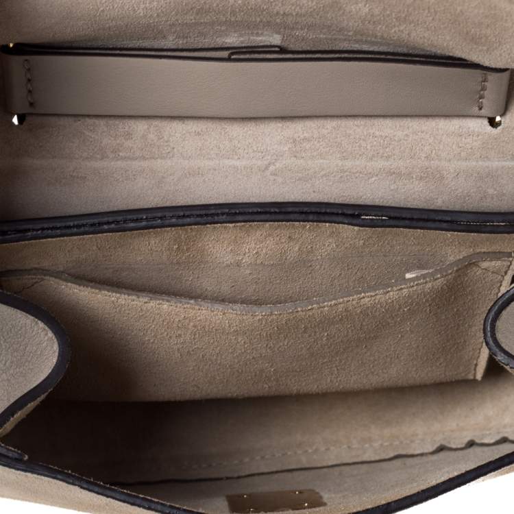 Pre Owned Chloe Taupe Leather and Suede Small Drew Shoulder Bag