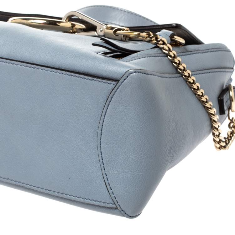 Pre Owned Chloe Dusty Blue Leather Small Faye Day Shoulder Bag