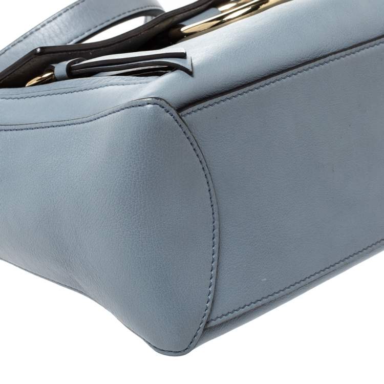 Pre Owned Chloe Dusty Blue Leather Small Faye Day Shoulder Bag