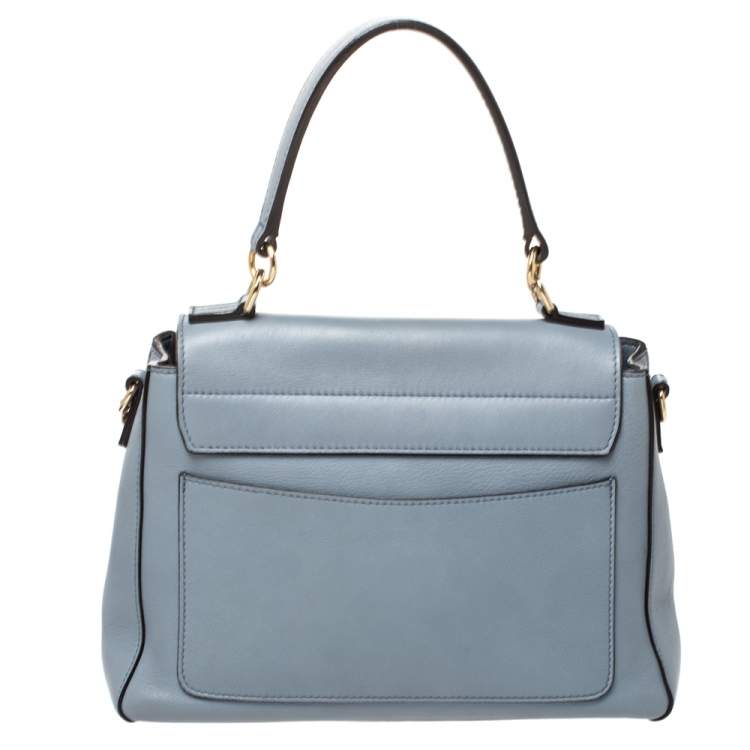 Pre Owned Chloe Dusty Blue Leather Small Faye Day Shoulder Bag