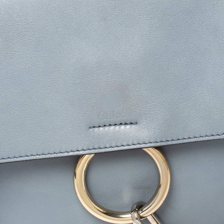 Pre Owned Chloe Dusty Blue Leather Small Faye Day Shoulder Bag