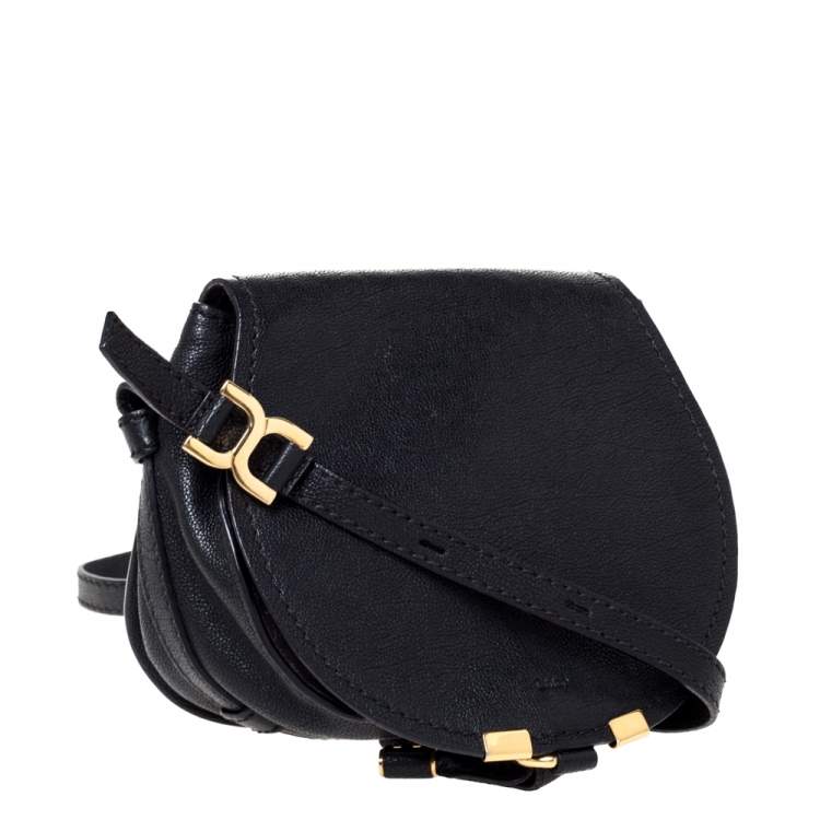 Pre Owned Chloe Black Leather Mini Marcie Crossbody Bag