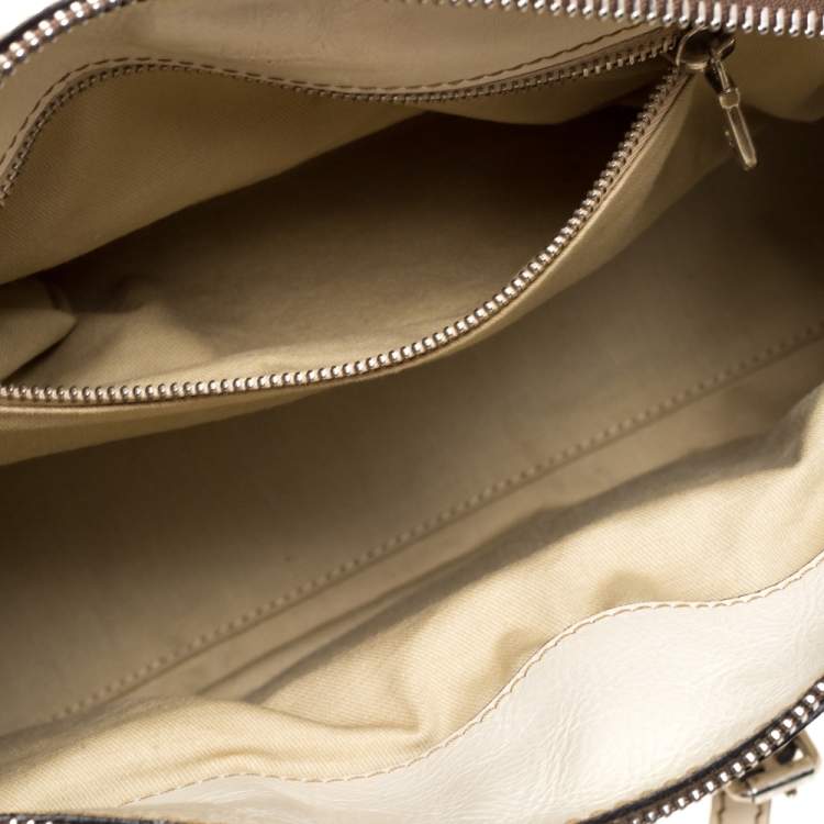 Pre Owned Chloe Light Cream Canvas and Leather Edith Satchel