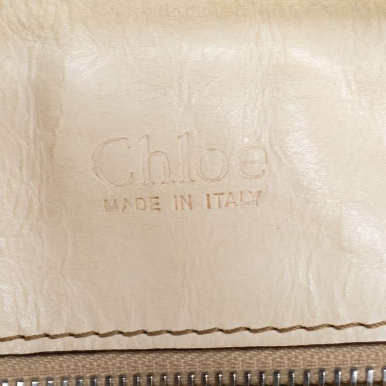 Pre Owned Chloe Light Cream Canvas and Leather Edith Satchel
