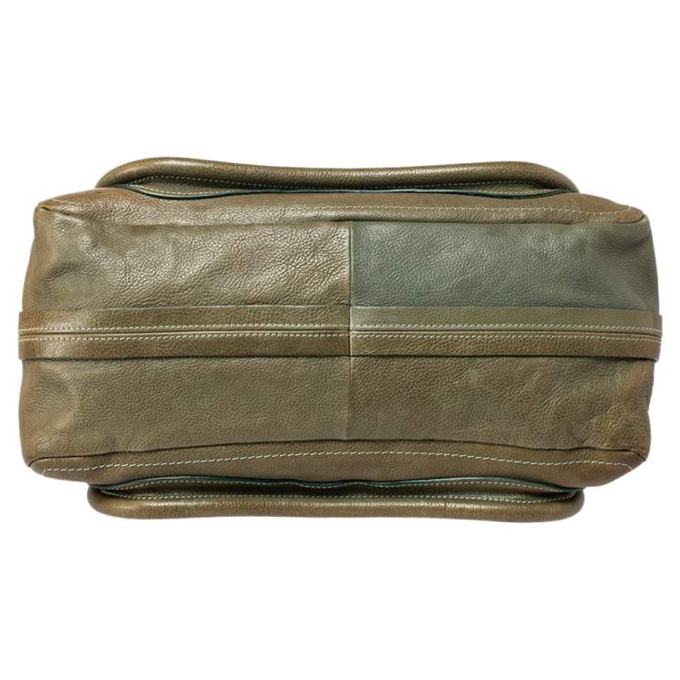 Pre Owned Chloe Olive Green Leather Medium Paraty Shoulder Bag