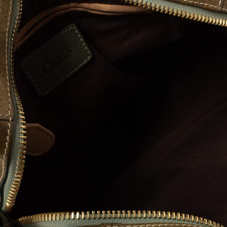 Pre Owned Chloe Olive Green Leather Medium Paraty Shoulder Bag