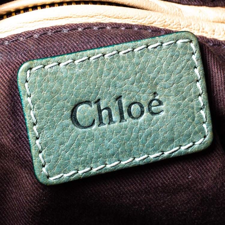 Pre Owned Chloe Olive Green Leather Medium Paraty Shoulder Bag