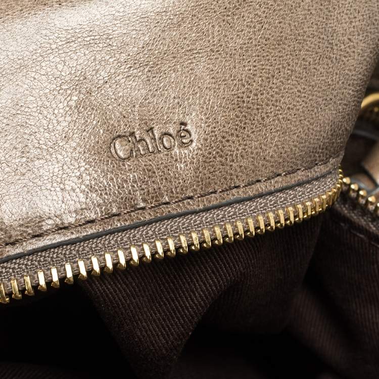 Pre Owned Chloe Beige Canvas and Leather Large Heloise Shoulder Bag