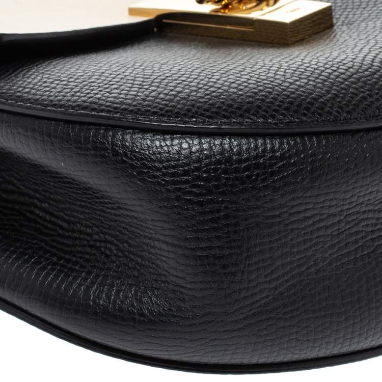 Pre Owned Chloe Black/Beige Leather Medium Drew Shoulder Bag