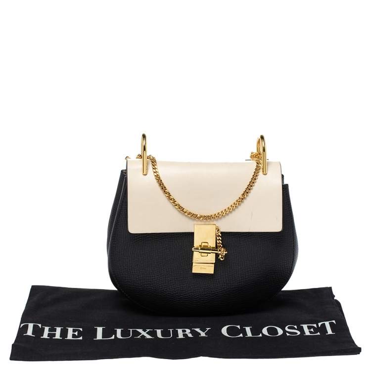 Pre Owned Chloe Black/Beige Leather Medium Drew Shoulder Bag