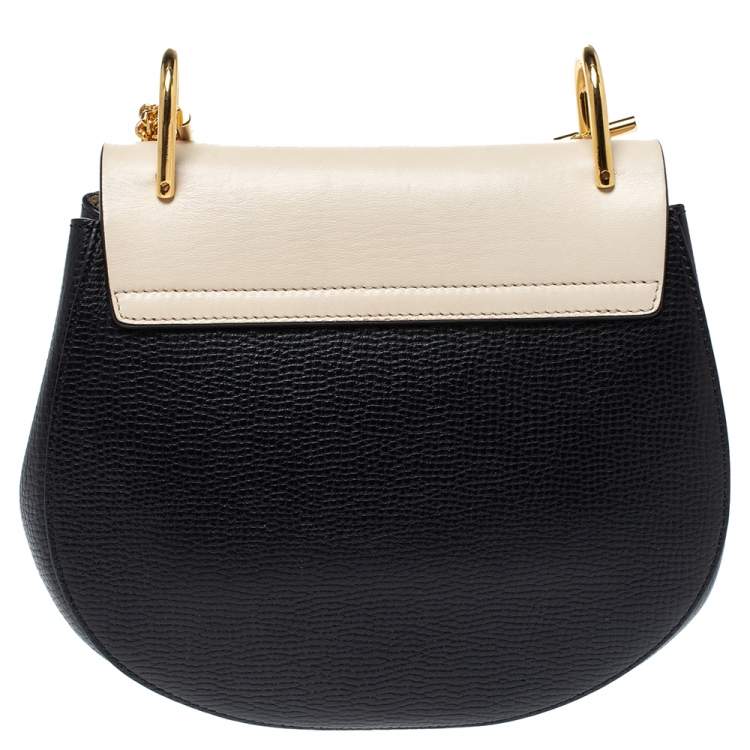 Pre Owned Chloe Black/Beige Leather Medium Drew Shoulder Bag