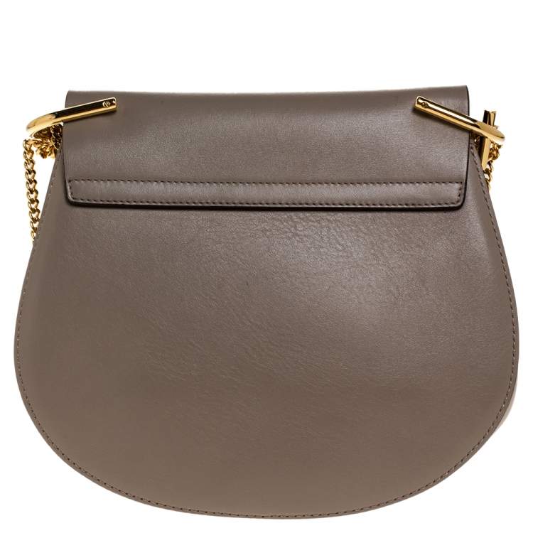 Pre Owned Chloe Beige Leather and Suede Medium Drew Shoulder Bag