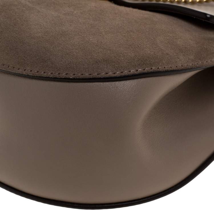 Pre Owned Chloe Beige Leather and Suede Medium Drew Shoulder Bag