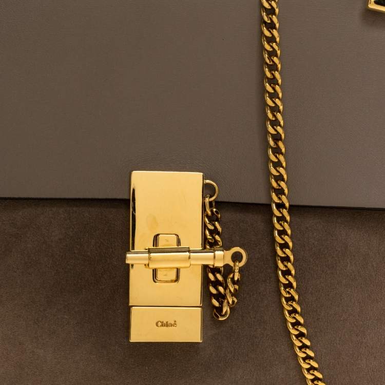 Pre Owned Chloe Beige Leather and Suede Medium Drew Shoulder Bag