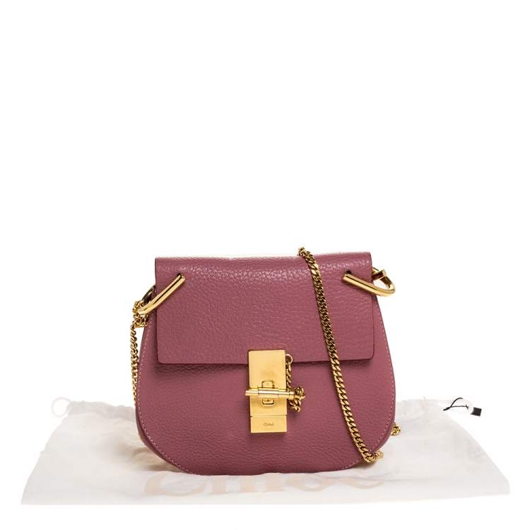 Pre Owned Chloe Pink Leather Mini Drew Shoulder Bag