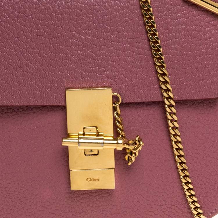 Pre Owned Chloe Pink Leather Mini Drew Shoulder Bag