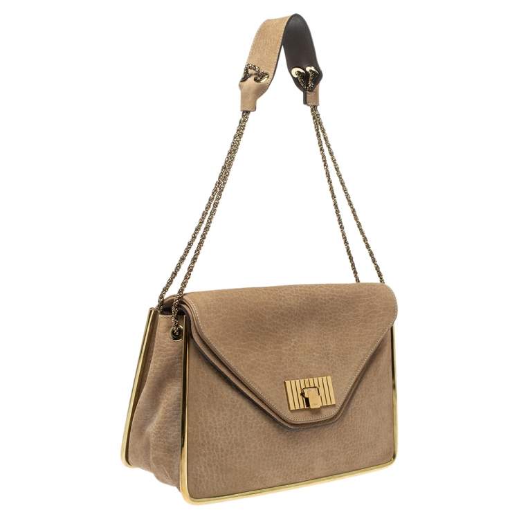 Pre Owned Chloe Beige Leather Sally Medium Shoulder Bag
