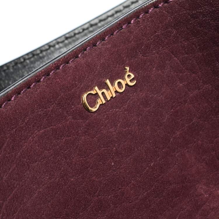 Pre Owned Chloe Burgundy/Black Nubuck and Leather Darla Satchel 