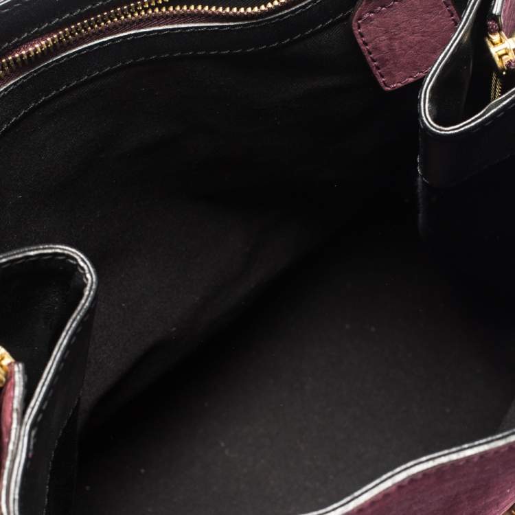 Pre Owned Chloe Burgundy/Black Nubuck and Leather Darla Satchel 