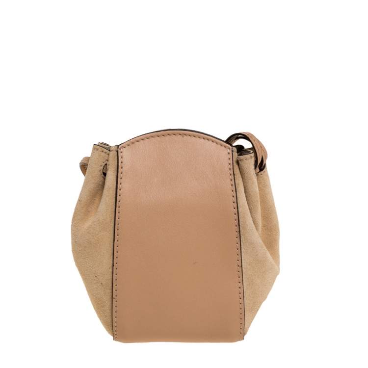 Pre Owned Chloe Beige Leather and Suede  Mini Sac Fringe Shoulder Bag